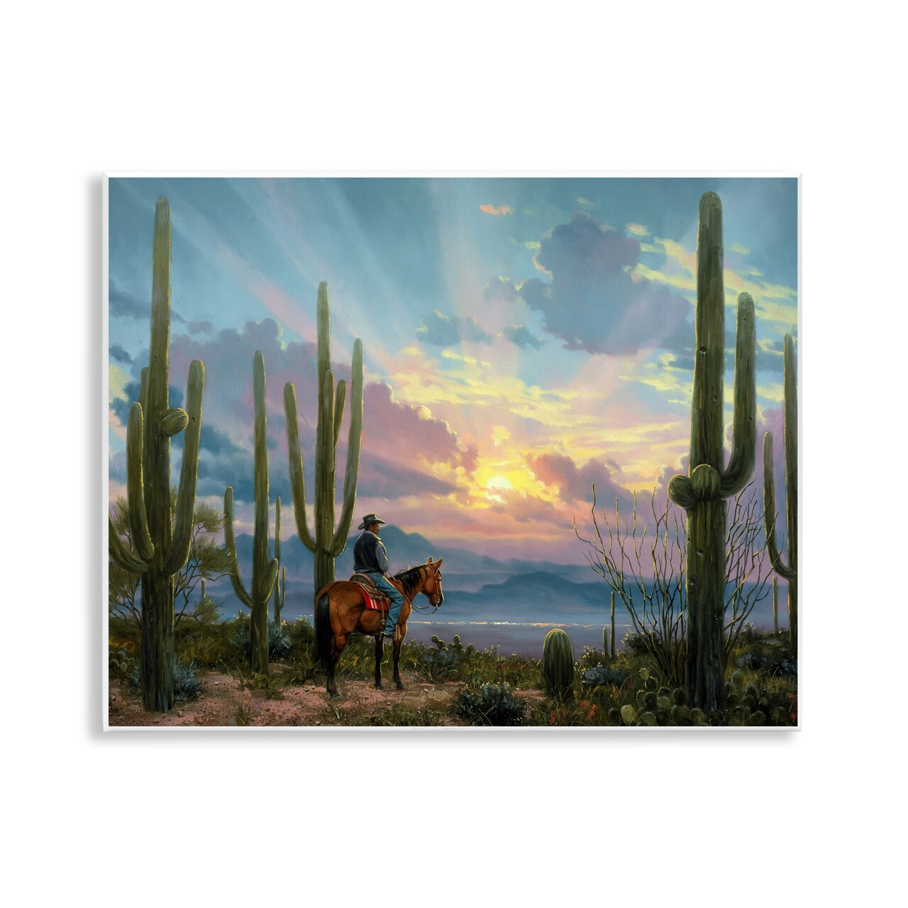 Stupell Industries Western Cowboy with Tall Cacti Wall Plaque By Jack Sorenson